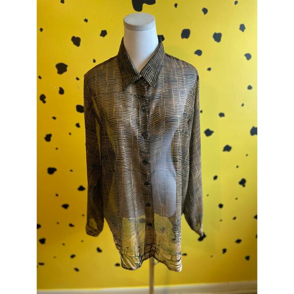 Brown Abstract Sheer Blouse | Prianica's Collection | Safari Vibes Retro Chic - Picture 8 of 8